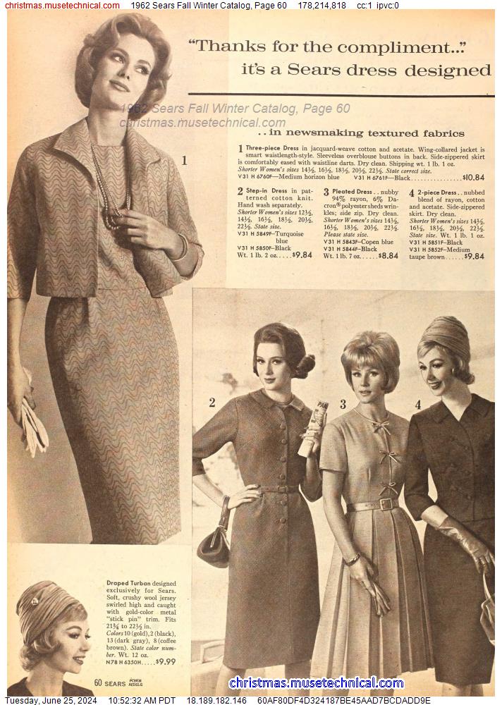 1962 Sears Fall Winter Catalog, Page 60