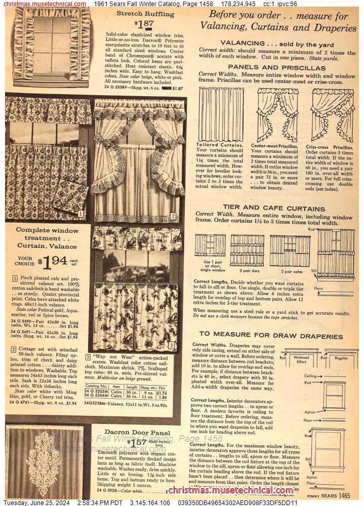 1961 Sears Fall Winter Catalog, Page 1458