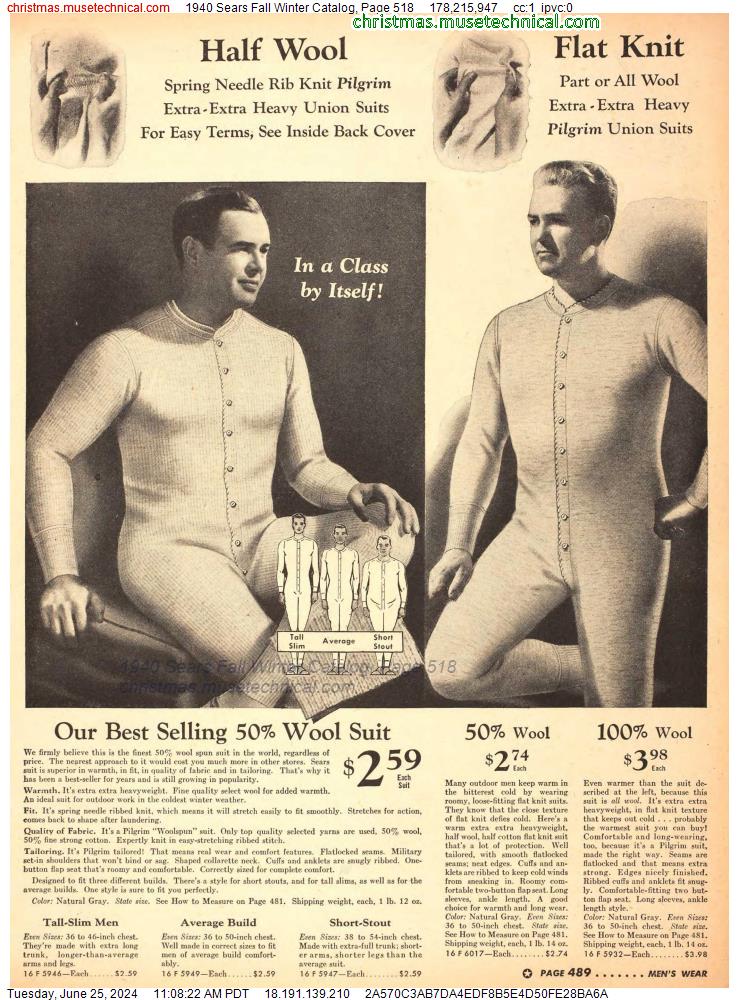 1940 Sears Fall Winter Catalog, Page 518