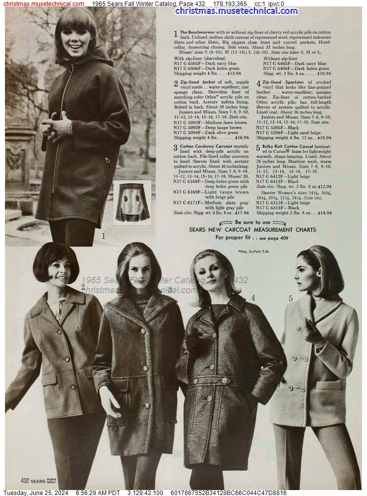 1965 Sears Fall Winter Catalog, Page 432