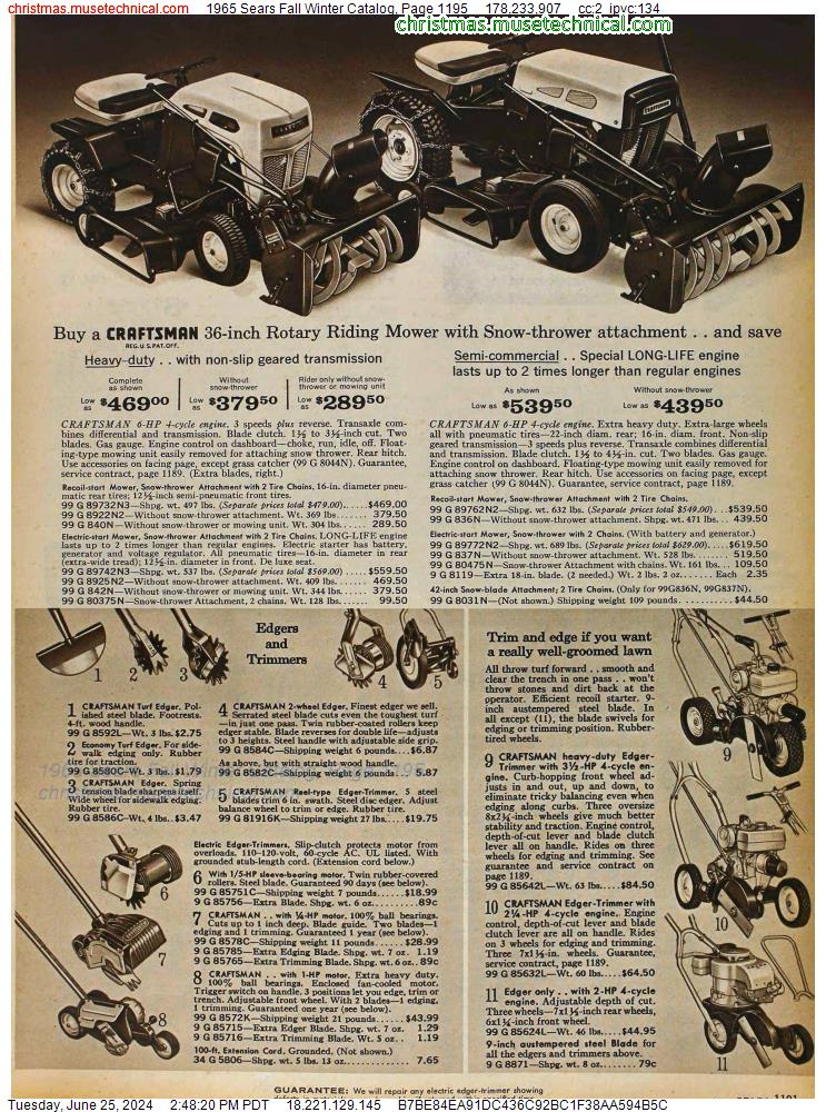 1965 Sears Fall Winter Catalog, Page 1195