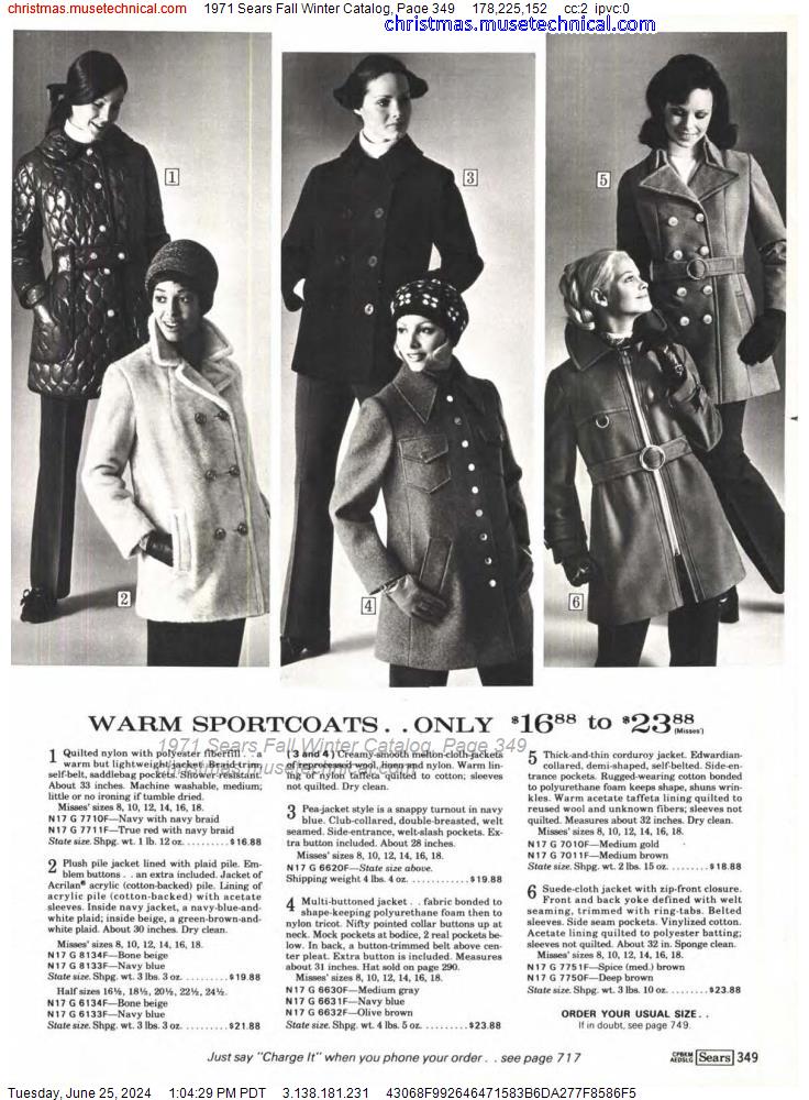 1971 Sears Fall Winter Catalog, Page 349