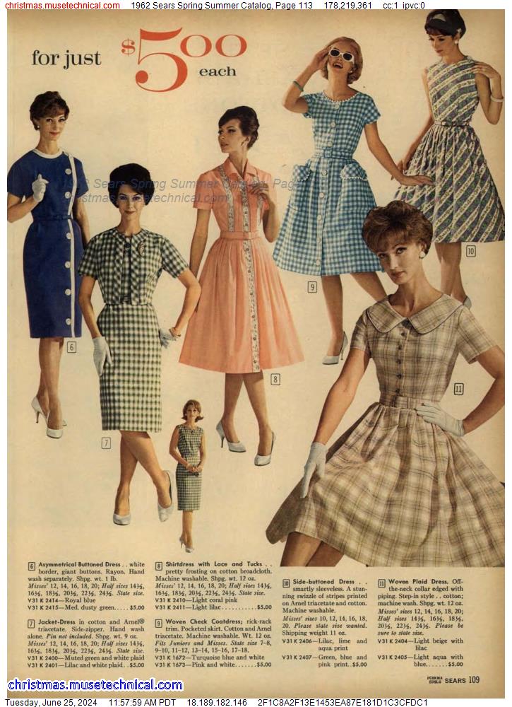 1962 Sears Spring Summer Catalog, Page 113