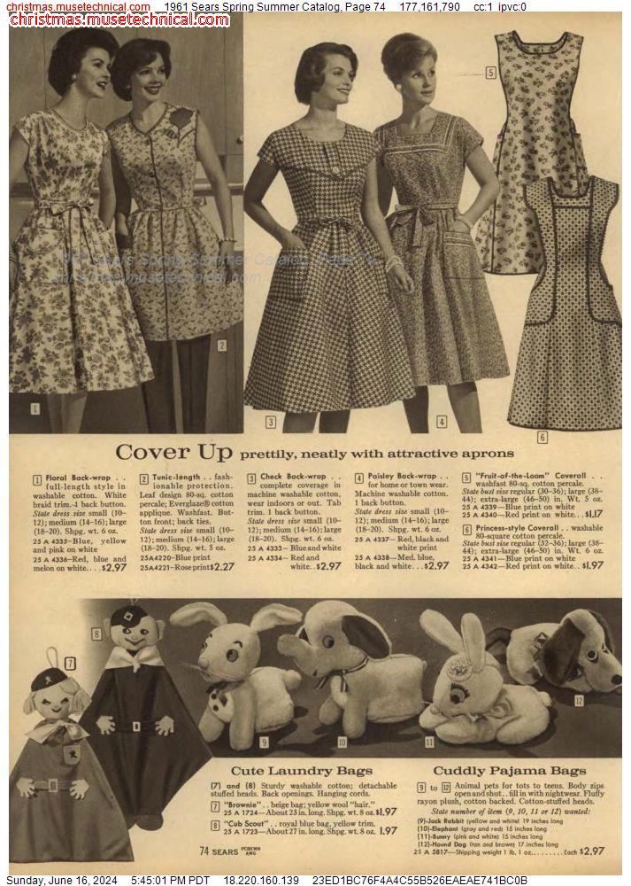 1961 Sears Spring Summer Catalog, Page 74