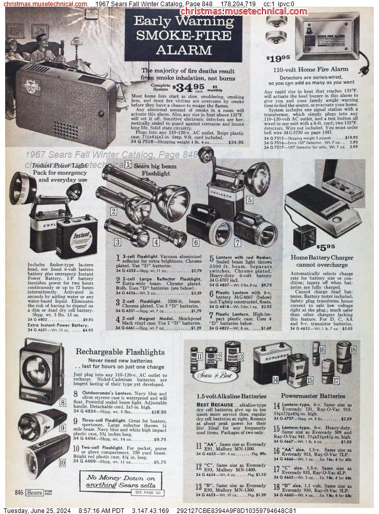 1967 Sears Fall Winter Catalog, Page 848