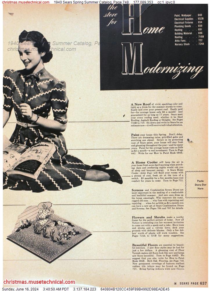 1940 Sears Spring Summer Catalog, Page 748