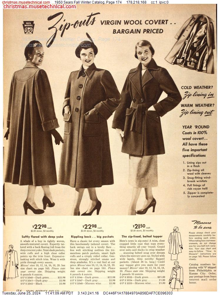 1950 Sears Fall Winter Catalog, Page 174
