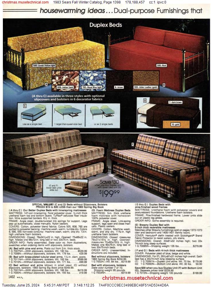 1983 Sears Fall Winter Catalog, Page 1398