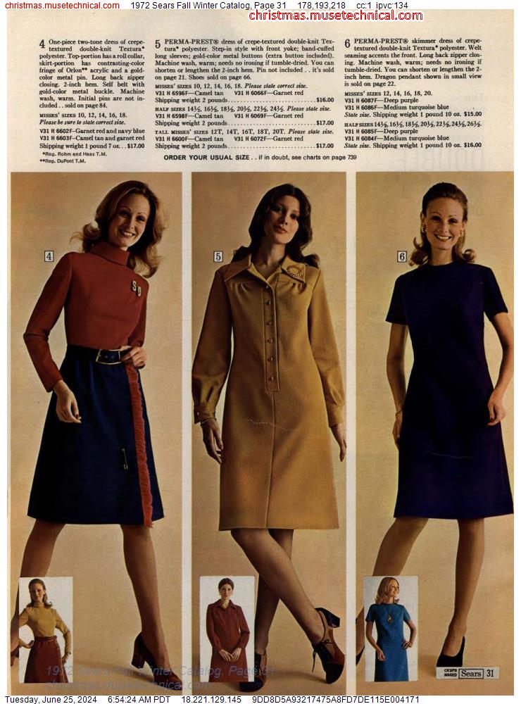1972 Sears Fall Winter Catalog, Page 31