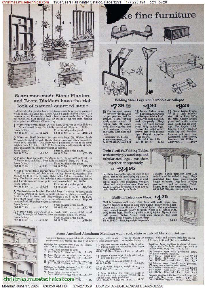 1964 Sears Fall Winter Catalog, Page 1291