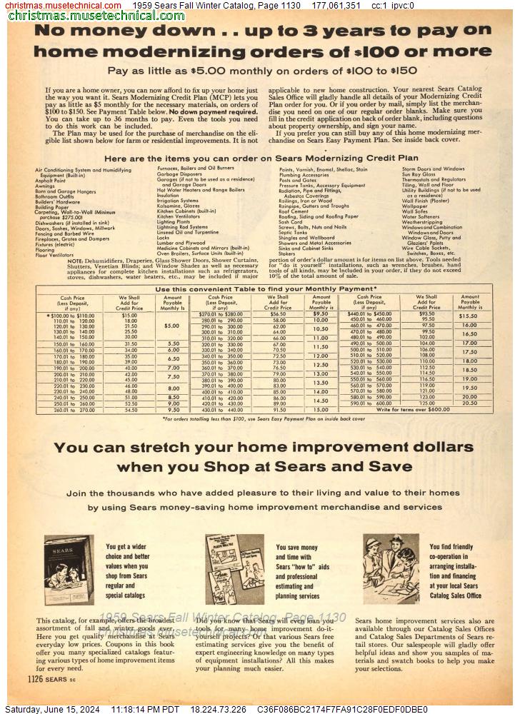 1959 Sears Fall Winter Catalog, Page 1130