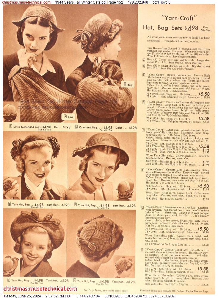 1944 Sears Fall Winter Catalog, Page 152