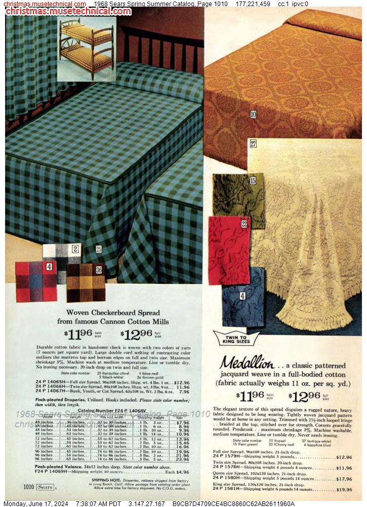 1968 Sears Spring Summer Catalog, Page 1010