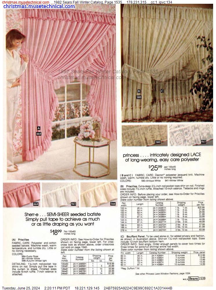 1982 Sears Fall Winter Catalog, Page 1535