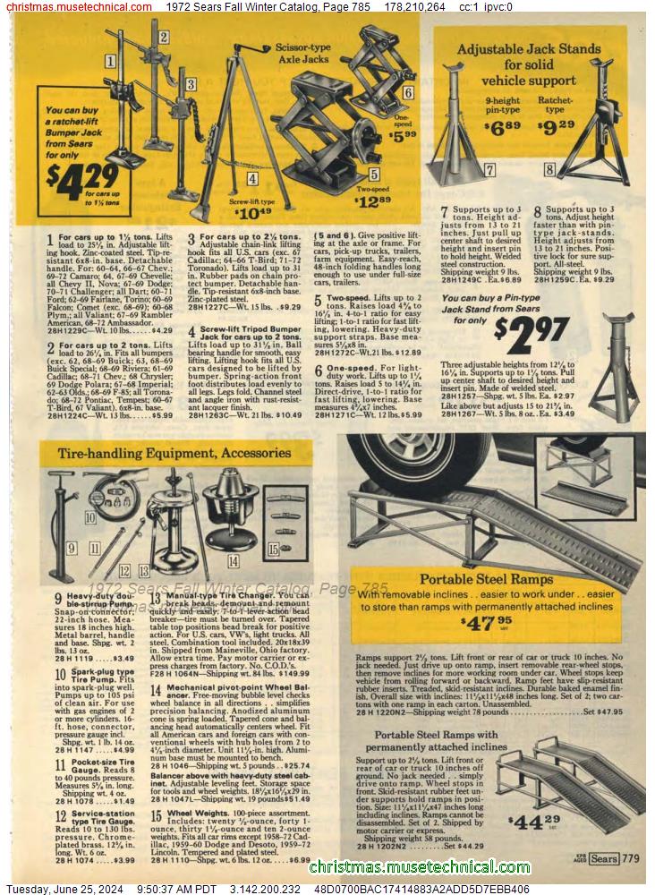 1972 Sears Fall Winter Catalog, Page 785