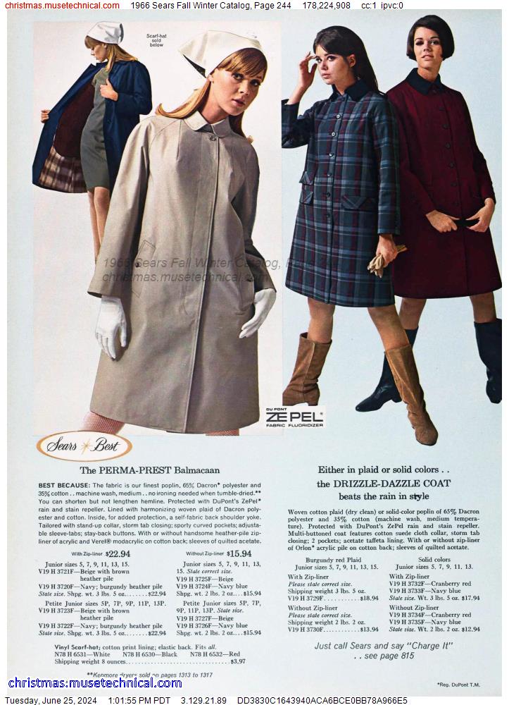 1966 Sears Fall Winter Catalog, Page 244