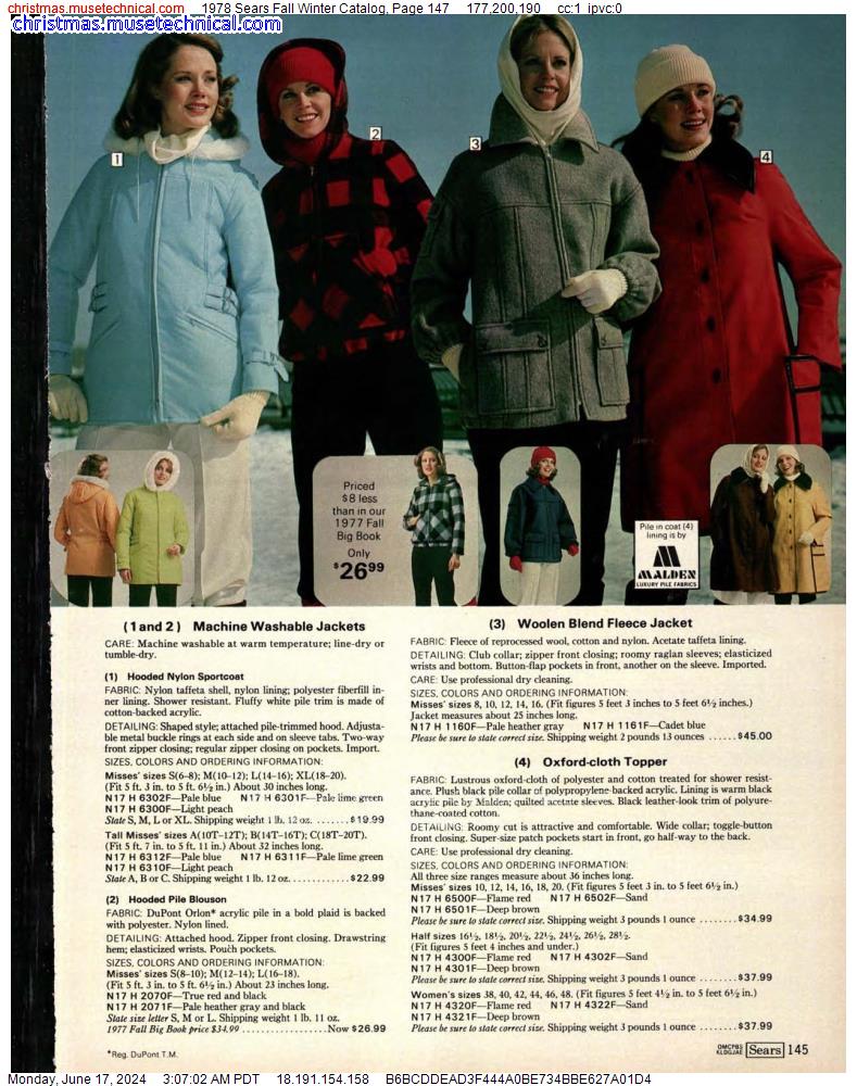1978 Sears Fall Winter Catalog, Page 147
