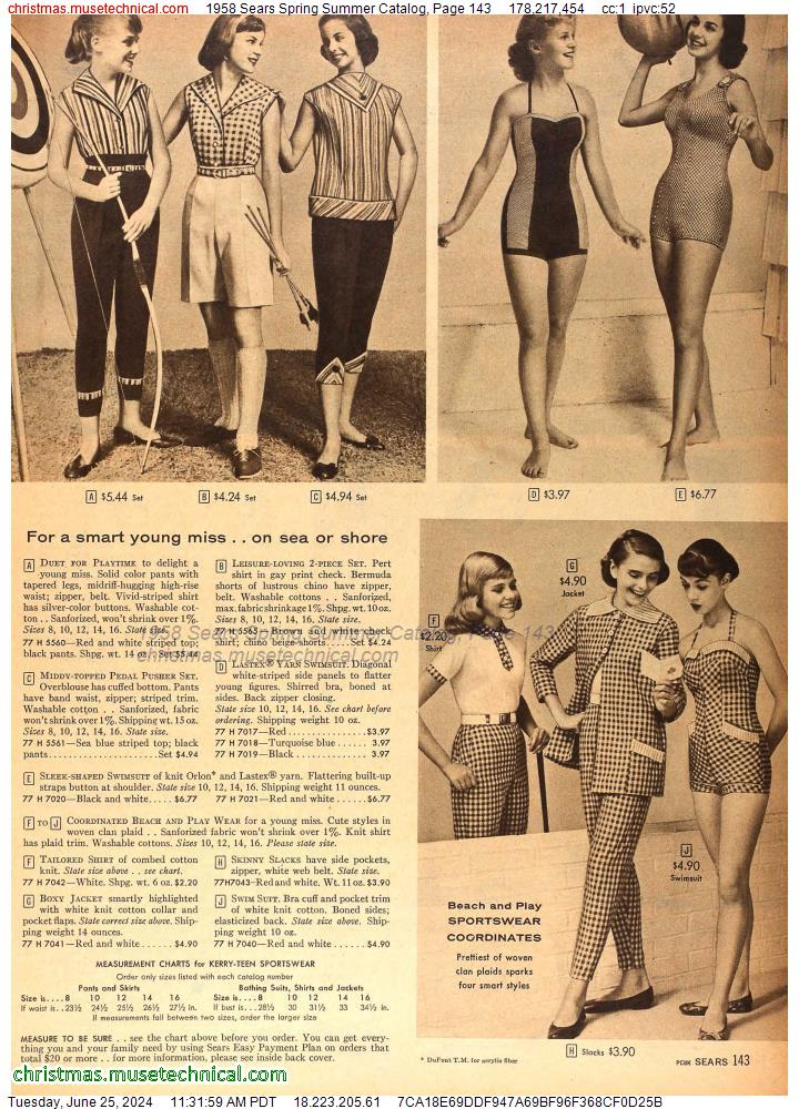 1958 Sears Spring Summer Catalog, Page 143