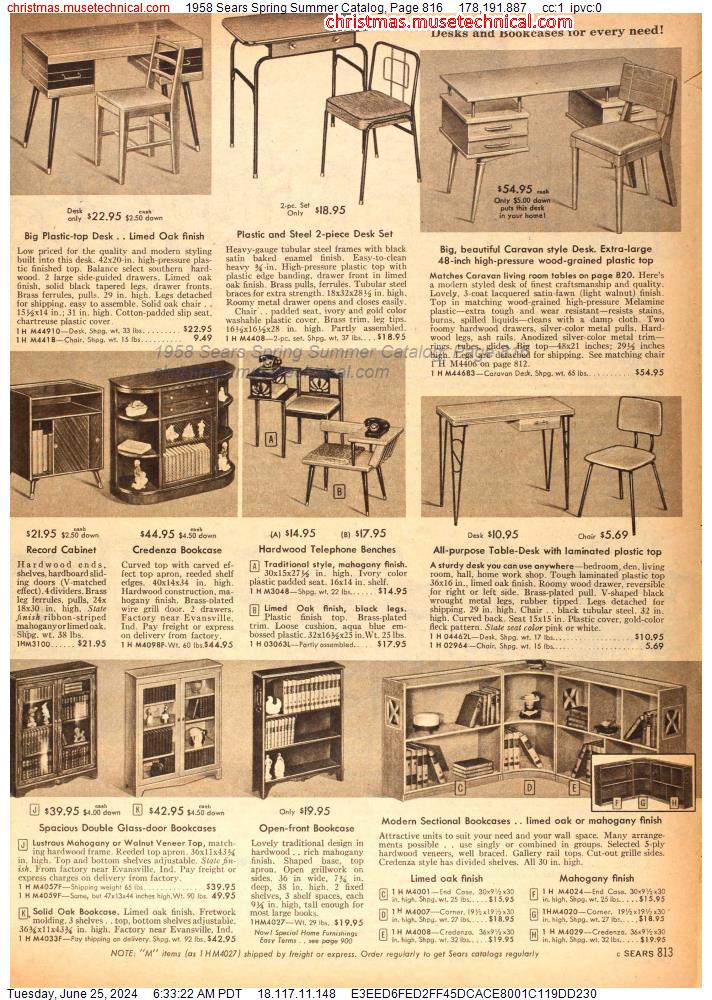 1958 Sears Spring Summer Catalog, Page 816