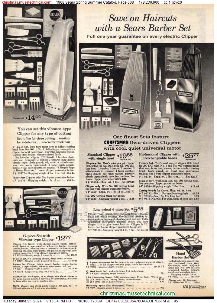 1968 Sears Spring Summer Catalog, Page 608