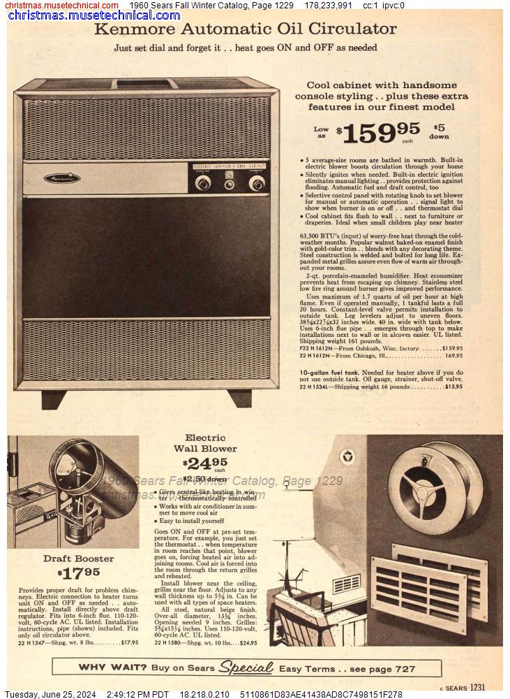 1960 Sears Fall Winter Catalog, Page 1229