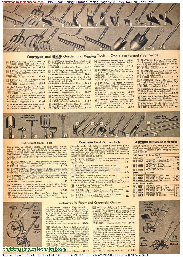 1956 Sears Spring Summer Catalog, Page 1281