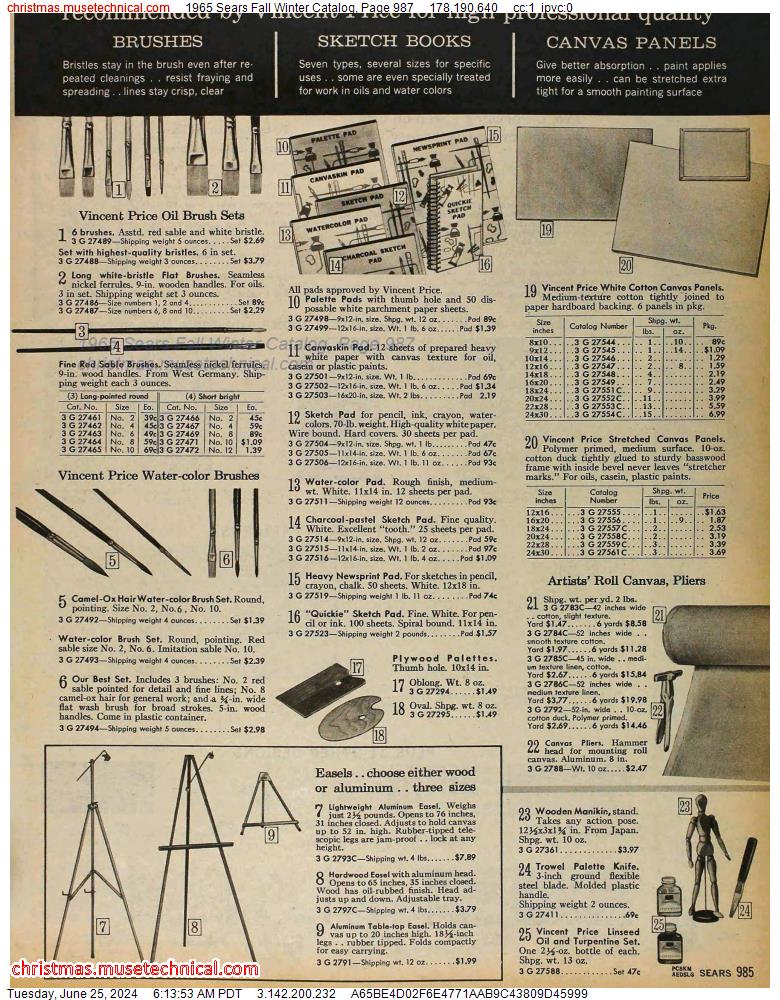 1965 Sears Fall Winter Catalog, Page 987