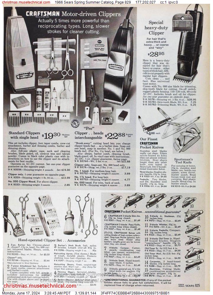 1966 Sears Spring Summer Catalog, Page 829