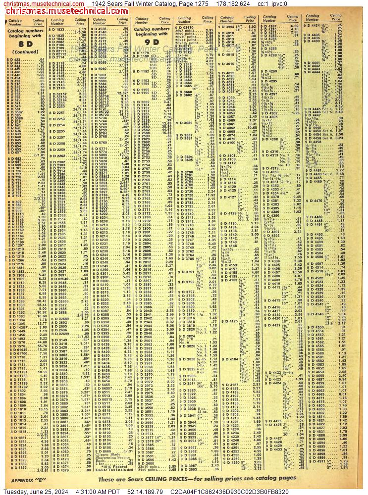 1942 Sears Fall Winter Catalog, Page 1275
