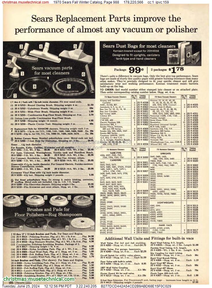 1970 Sears Fall Winter Catalog, Page 988