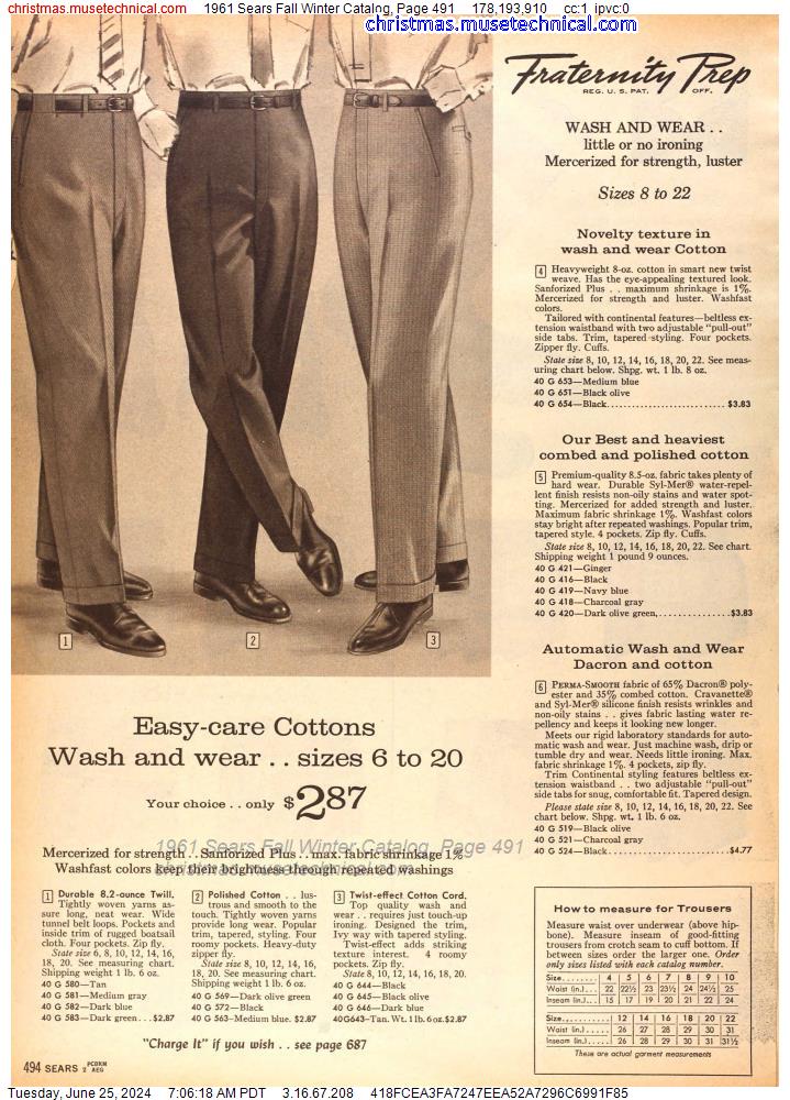 1961 Sears Fall Winter Catalog, Page 491
