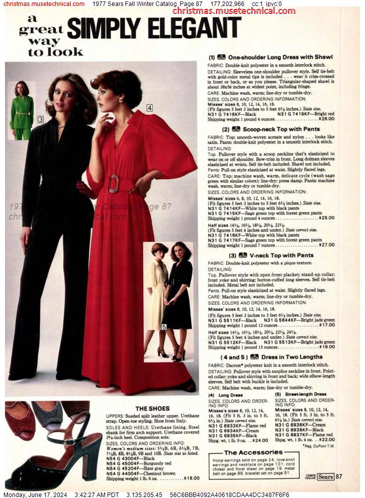 1977 Sears Fall Winter Catalog, Page 87