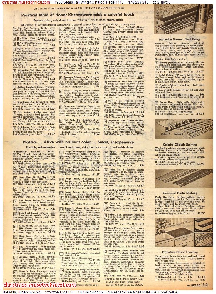 1958 Sears Fall Winter Catalog, Page 1113