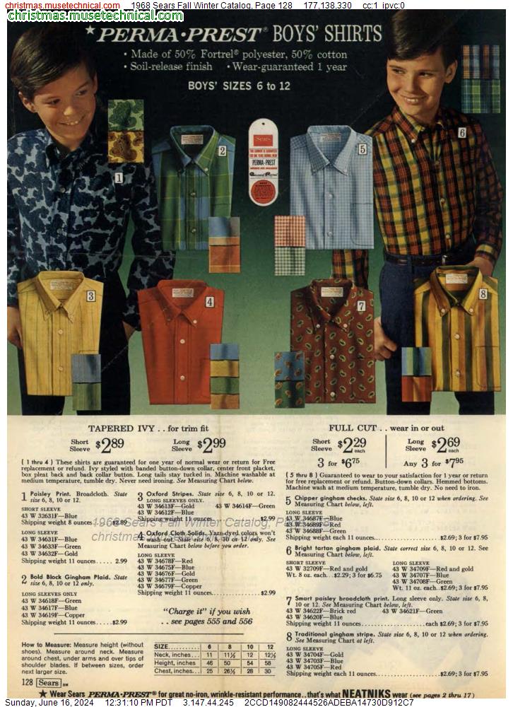 1968 Sears Fall Winter Catalog, Page 128