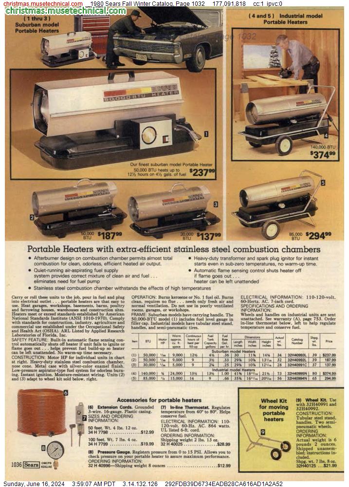1980 Sears Fall Winter Catalog, Page 1032
