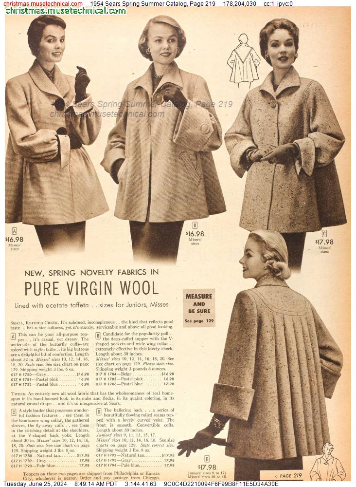 1954 Sears Spring Summer Catalog, Page 219