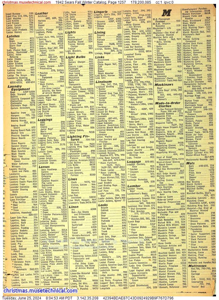 1942 Sears Fall Winter Catalog, Page 1257