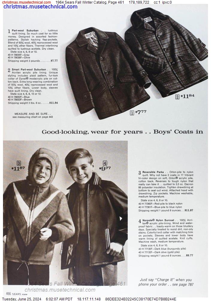 1964 Sears Fall Winter Catalog, Page 461