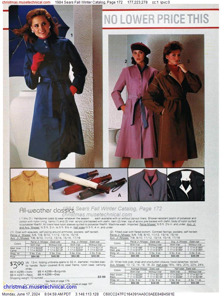 1984 Sears Fall Winter Catalog, Page 172