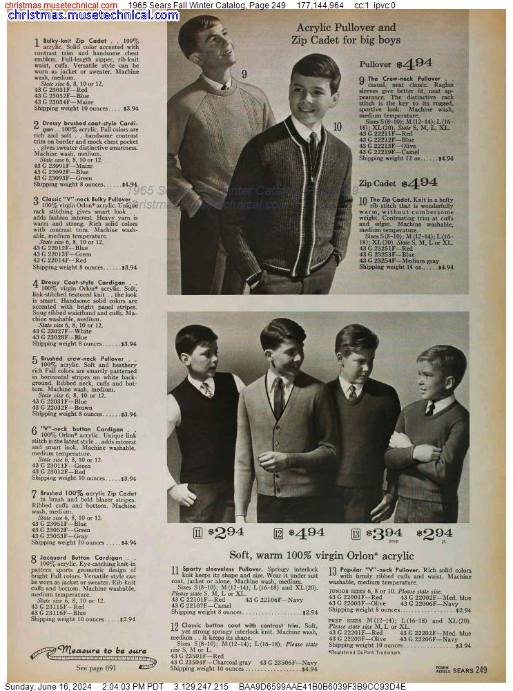 1965 Sears Fall Winter Catalog, Page 249