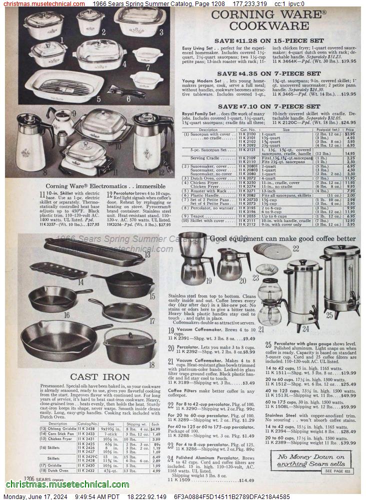 1966 Sears Spring Summer Catalog, Page 1208