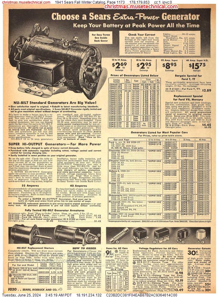 1941 Sears Fall Winter Catalog, Page 1173