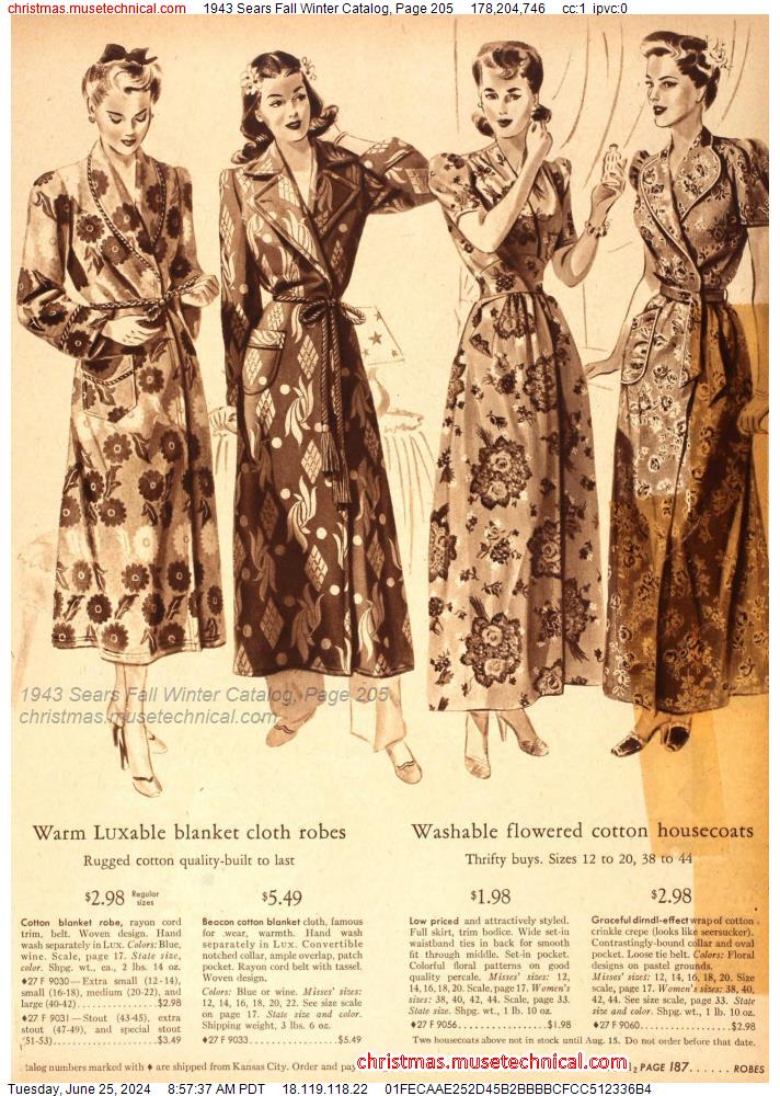 1943 Sears Fall Winter Catalog, Page 205