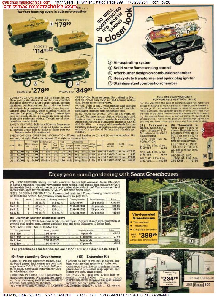 1977 Sears Fall Winter Catalog, Page 899