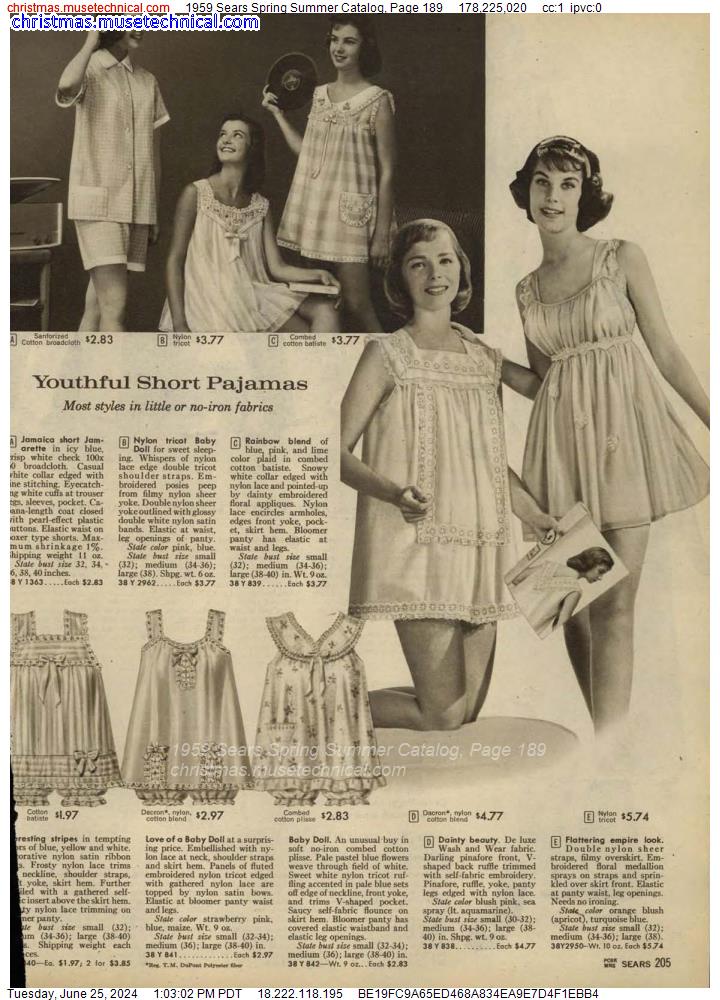 1959 Sears Spring Summer Catalog, Page 189