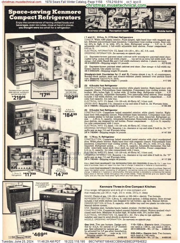 1978 Sears Fall Winter Catalog, Page 1158