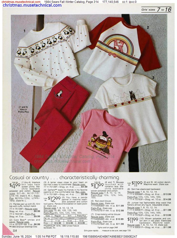 1984 Sears Fall Winter Catalog, Page 314