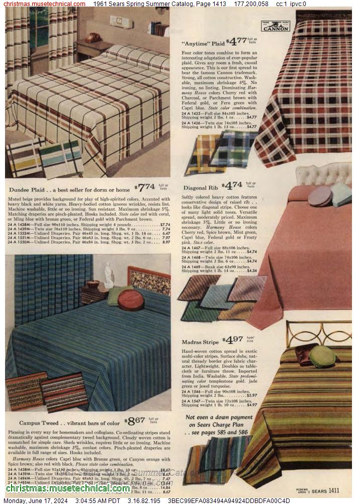 1961 Sears Spring Summer Catalog, Page 1413