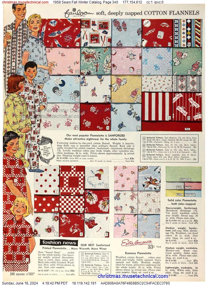 1958 Sears Fall Winter Catalog, Page 340