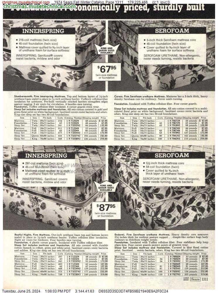 1974 Sears Fall Winter Catalog, Page 1311